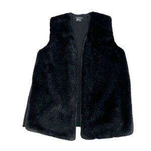 A/X Armani Exchange Women’s Large Faux Fur Front Ribbed Knit Back Black Vest